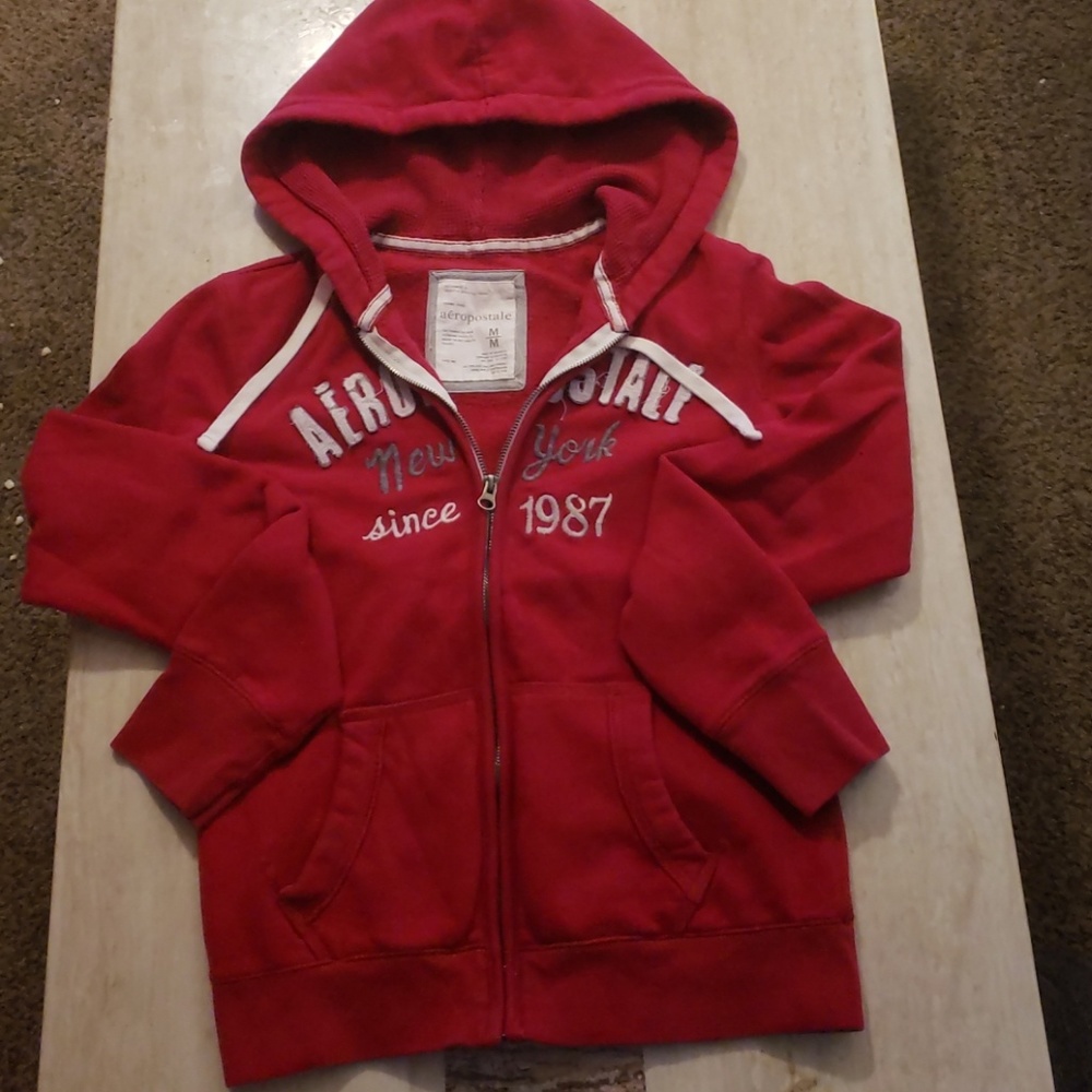 Aeropostale dark red zip up hoodie